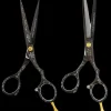 5.5" Black Floral Grooming Shear Set by PetStore.Direct