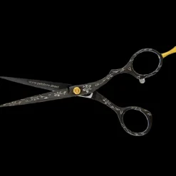 5.5" Black Floral Straight Grooming Shear by PetStore.Direct