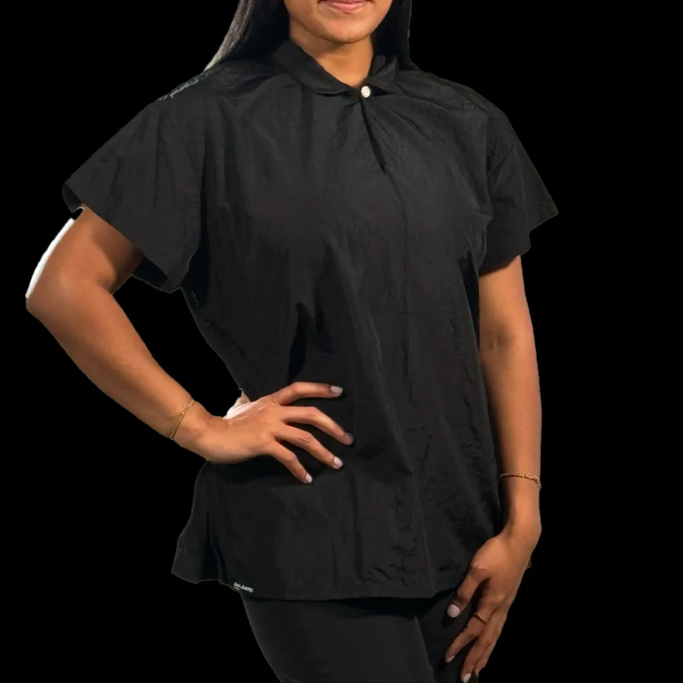 Black Mandarin Tunic Top by Jim Jump