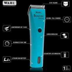 Bravura Lithium Cordless Clipper Turquoise by Wahl