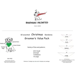 Christmas Winter Bandanas - 60 Assorted Sizes and Patterns by Bandanas Unlimited