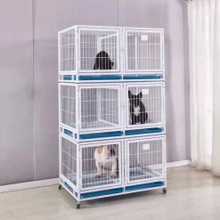 Coated White Wire Cage Bank - 6 small / 3 large by PetStore.Direct