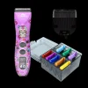 Flash5 5-in-1 Digital Cordless Clipper Purple/Skull with Comb Set and Detailer Blade by Kenchii