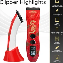 Flash5 5-in-1 Digital Cordless Clipper Red by Kenchii