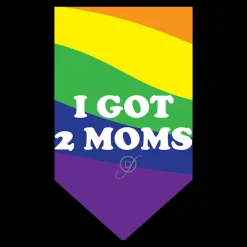 I Got 2 Moms Gay Parade Dog Bandana by Dog Fashion Living