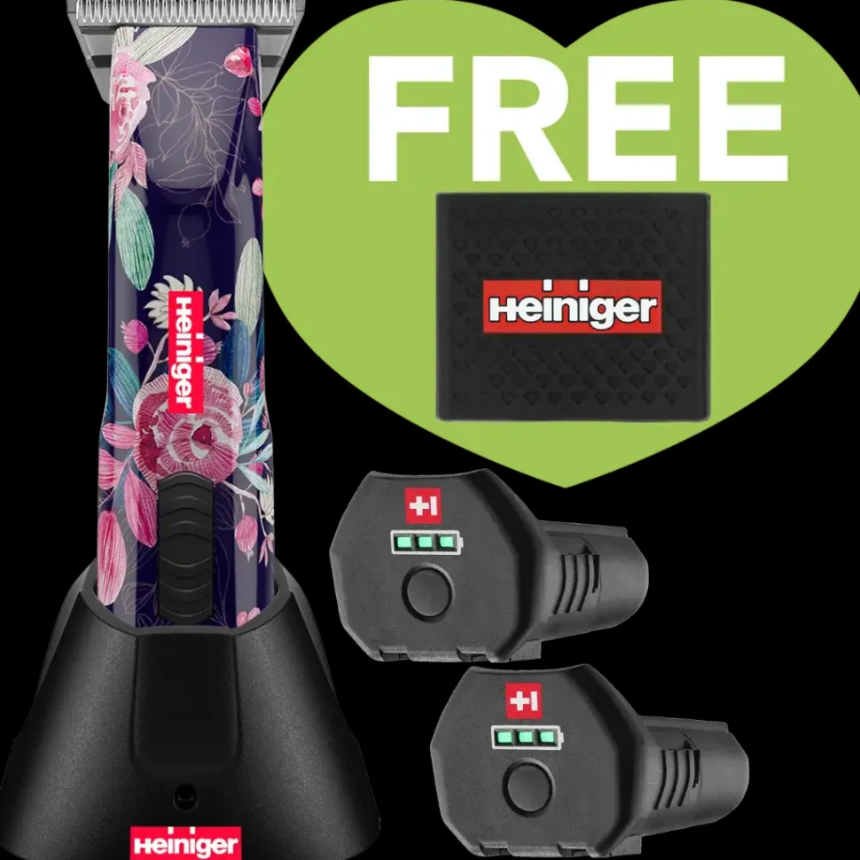 Limited Edition Flower Opal Cordless Clipper 2 Batteries with Free Clipper Grip by Heiniger