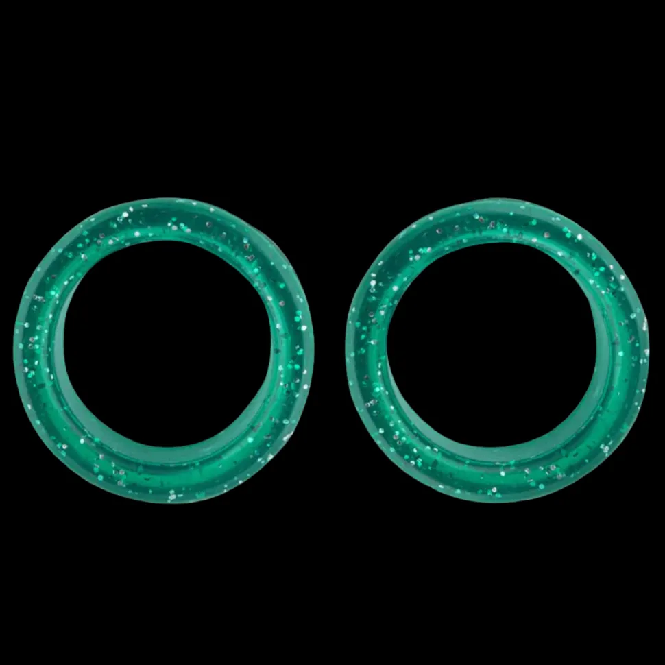 Pack of 2 Premium Scissor Finger Ring Inserts in Green Sparkles by PetStore.Direct