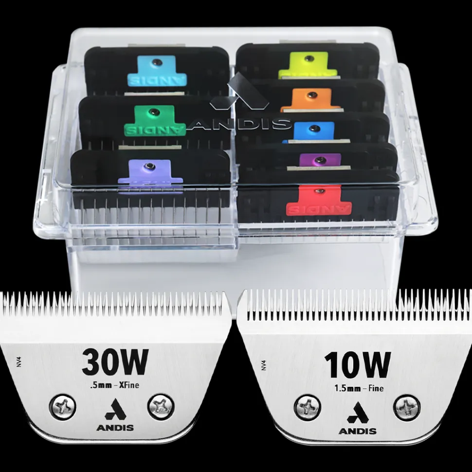8pc Wide Comb Attachment With #30W XFine and #10W Fine CeramicEdge Blade by Andis