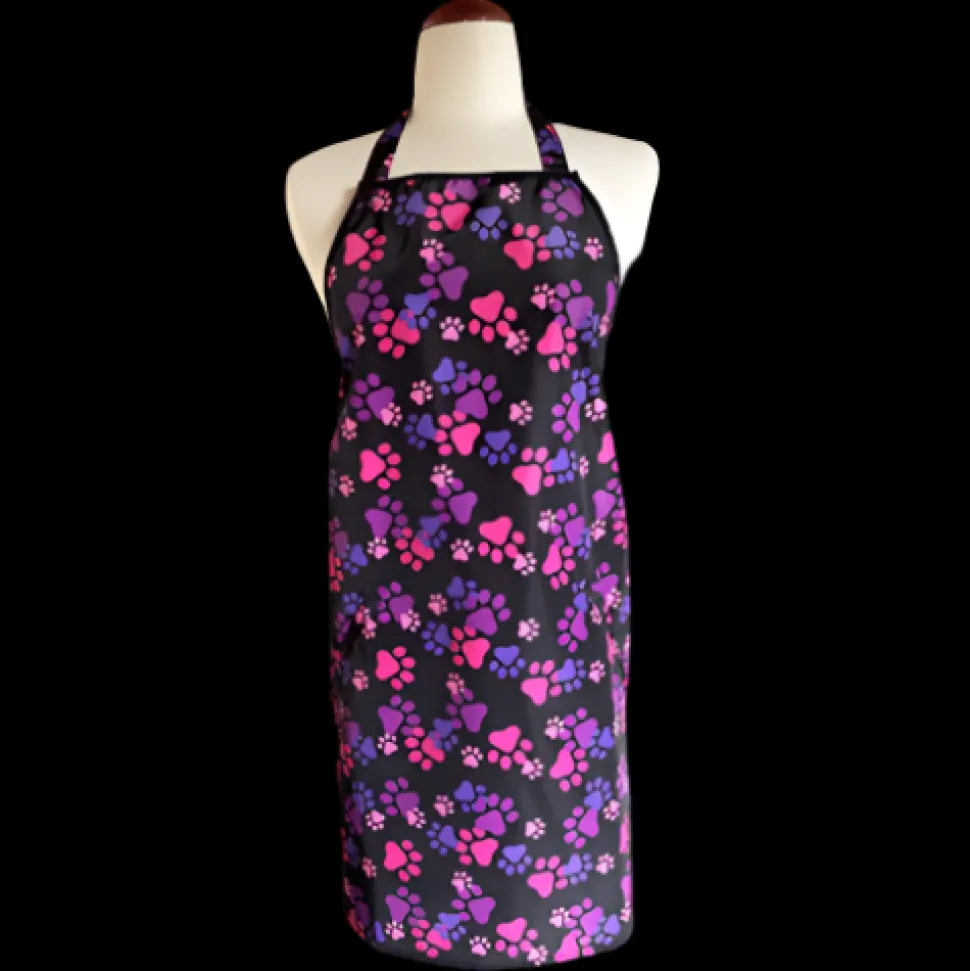 Pink And Purple Paw Print Waterproof Apron by Ladybird Line