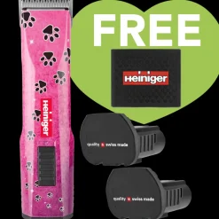Pink Paws Saphir Cordless Clipper Two Batteries with Free Clipper Grip by Heiniger