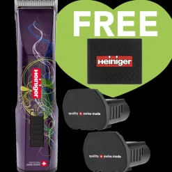 Purple Saphir Cordless Clipper Two Batteries with Free Clipper Grip by Heiniger