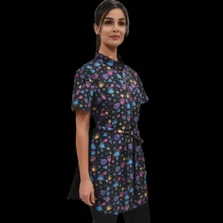 Rainbow Half Zipper Front Stylish Scrub Tunic by Ladybird Line