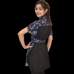Rainbow Half Zipper Front Stylish Scrub Tunic by Ladybird Line
