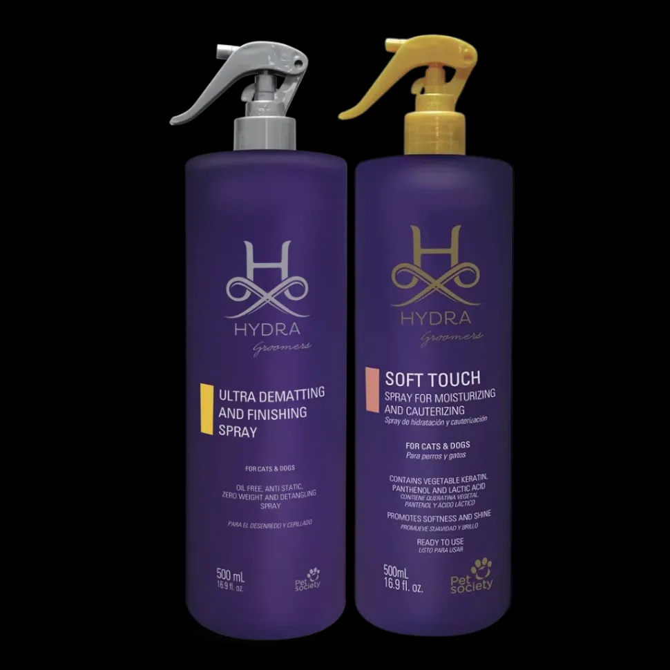 Ultra Detangle & Dematting Finishing Spray and Soft Touch Moisturizing Spray 16.9oz Set by Hydra
