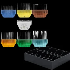 Wide Colored Combs Set of 6 and 30W Blade With Black Holder by PetStore.Direct