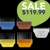 Wide Combs Colored Set of 4 (3/8" through 3/4") with 30W blade by PetStore.Direct